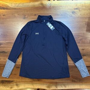 Women’s Under Armor 1/2 Zip Pullover. Heatgear (XL) Navy Blue/Grey BNWT